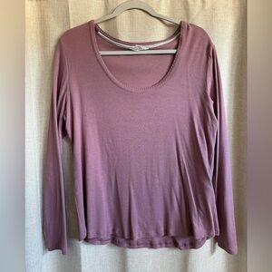 Women's Mauve Long Sleeve Ribbed Lounge Top